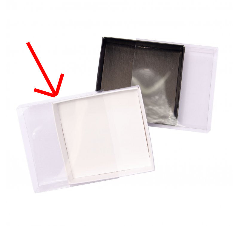 10 Pack of 15cm Square Invitation Coaster Favor Function product Presentation Cookie Biscuit Patisserie Gift Box - 4cm deep - White Card with Clear Slide On PVC Lid Tristar Online