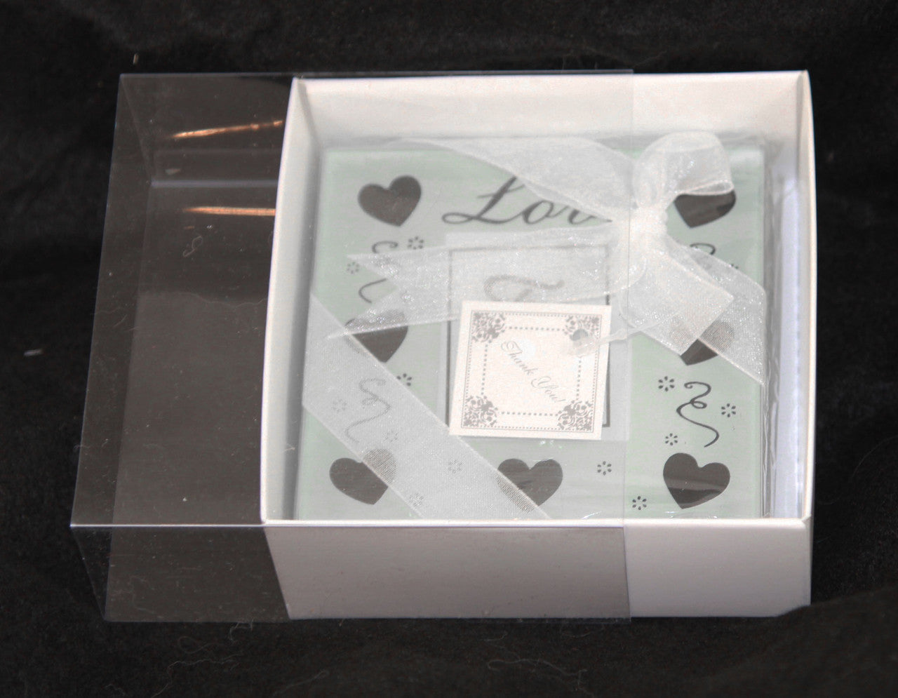 10 Pack of 8cm Square Wedding Invitation Coaster Favor Function product Presentation Cookie Biscuit Patisserie Gift Box - 2cm deep - White Card with Clear Slide On PVC Lid Tristar Online