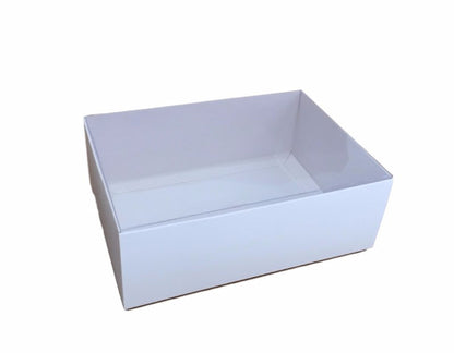 10 Pack of White Card Box - Clear Slide On Lid - 17 x 25 x 5cm -  Large Beauty Product Gift Giving Hamper Tray Merch Fashion Cake Sweets Xmas Tristar Online
