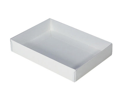 10 Pack of White Card Box - Clear Slide On Lid - 30 x 20 x 8cm -  Large Beauty Product Gift Giving Hamper Tray Merch Fashion Cake Sweets Xmas Tristar Online