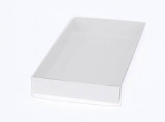 10 Pack of White Card Box - Clear Slide On Lid - 30 x 20 x 8cm -  Large Beauty Product Gift Giving Hamper Tray Merch Fashion Cake Sweets Xmas Tristar Online