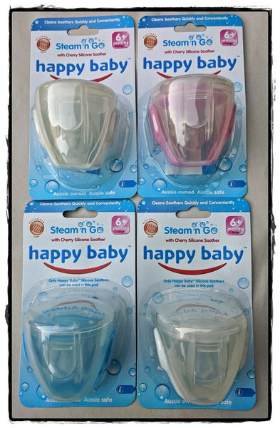 3 x 4 Pack (12) -  Happy Baby Steam n Go Cherry Silicone Soother Tristar Online