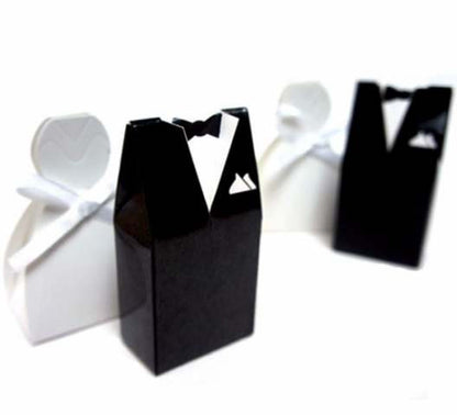 50 Pack of 25 Bride Gown and 25 Groom Tux Wedding Bridal Bomboniere Favor Candy Choc Almond Box - NW Tristar Online
