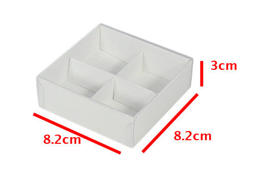 50 Pack of White Card Chocolate Sweet Soap Product Reatail Gift Box - 4 Bay Compartments - Clear Slide On Lid - 8x8x3cm Tristar Online