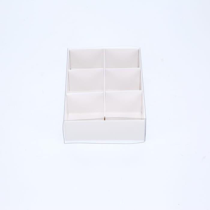 50 Pack of White Card Chocolate Sweet Soap Product Reatail Gift Box - 6 Bay Compartments - Clear Slide On Lid - 12x8x3cm Tristar Online