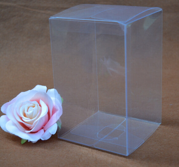 50 Pack of 8x8x10cm Clear PVC Plastic Folding Packaging Small rectangle/square Boxes for Wedding Jewelry Gift Party Favor Model Candy Chocolate Soap Box Tristar Online