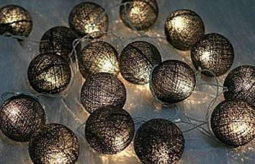 1 Set of 20 LED Black 5cm Cotton Ball Battery Powered String Lights Christmas Gift Home Wedding Party Bedroom Decoration Outdoor Indoor Table Centrepiece Tristar Online