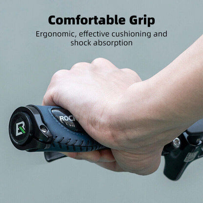 Deluxe Hand Grips Shock Absorbing Rockbros MTB Mountain Bike Tourer Double Lock BLUE Handlebar Grips Anti-skid 2.22cm Tristar Online