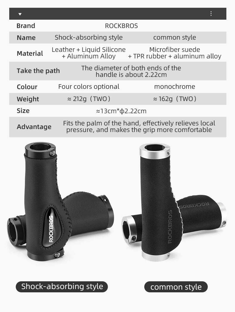 Deluxe Hand Grips Shock Absorbing Rockbros MTB Mountain Bike Tourer Double Lock BLUE Handlebar Grips Anti-skid 2.22cm Tristar Online