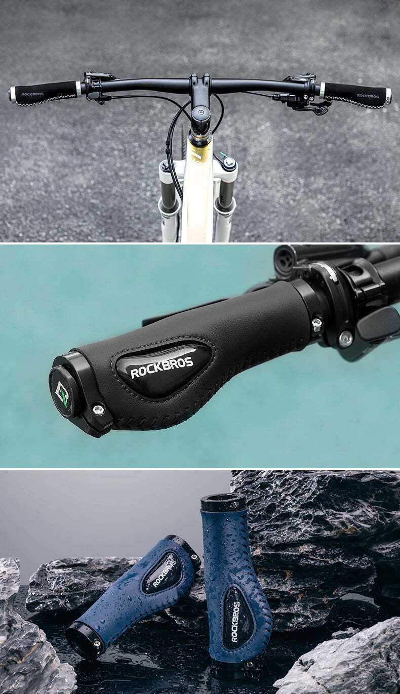 Deluxe Hand Grips Shock Absorbing Rockbros MTB Mountain Bike Tourer Double Lock BLUE Handlebar Grips Anti-skid 2.22cm Tristar Online