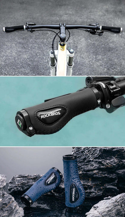 Deluxe Hand Grips Shock Absorbing Rockbros MTB Mountain Bike Tourer Double Lock BLUE Handlebar Grips Anti-skid 2.22cm Tristar Online