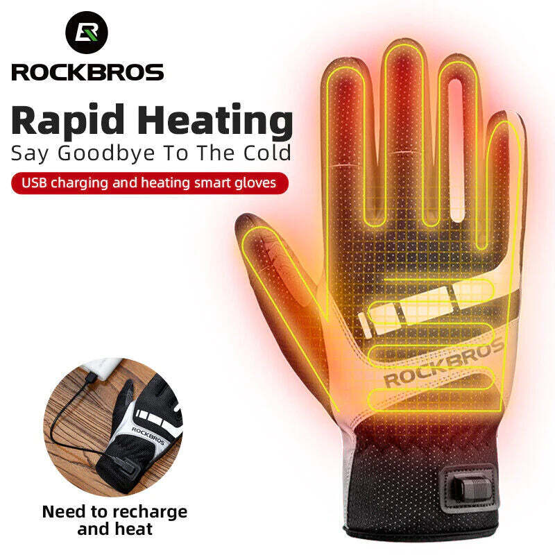 MTB Heated Gloves Large for Mountain Road Bike Breathable Winter Autumn Cycling Camping Running Outdoor Sport Rockbros Tristar Online