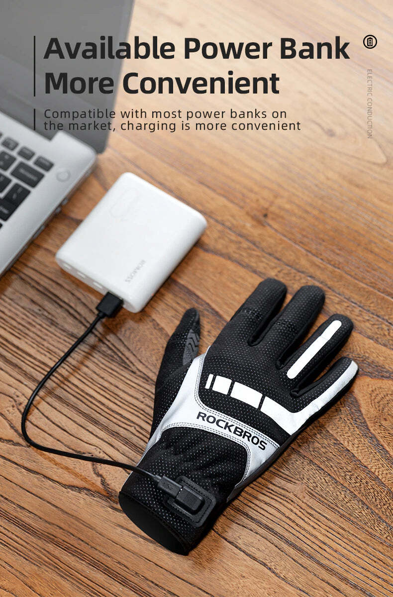 MTB Heated Gloves Large for Mountain Road Bike Breathable Winter Autumn Cycling Camping Running Outdoor Sport Rockbros Tristar Online