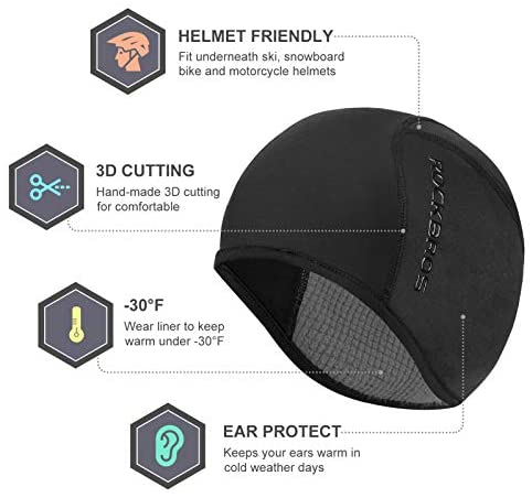 Helmet Fleece Inner Liner Cycling Skull Cap Winter Thermal MTB Mountain Cycling Cap for Men Women Headwear for Running Skiing & Winter Sports BLACK Rockbros Tristar Online