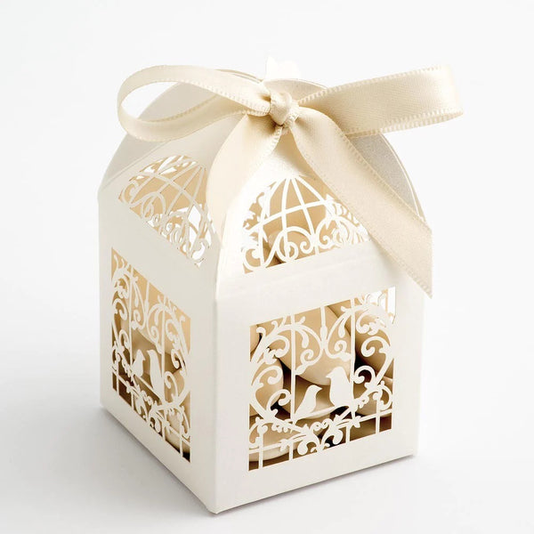 Ivory Dove Bird Heart Wedding Engagement Bomboniere Favor Lolly Gift Card Box - 10 Pack Tristar Online