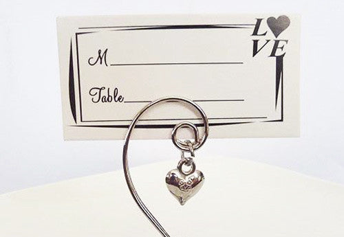 10 Pack of Silver Wedding Kissing Bell Name Card Stand Holder with Heart in Ring Bomboniere Favour Gift Tristar Online