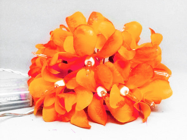 1 Set of 20 LED Orange Frangipani Flower Battery String Lights Christmas Gift Home Wedding Party Decoration Outdoor Table Garland Wreath Tristar Online