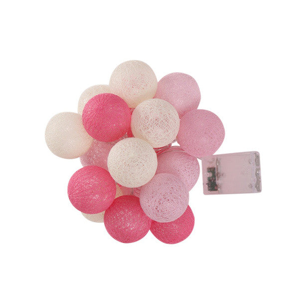 1 Set of 20 LED Pink 5cm Cotton Ball Battery Powered String Lights Christmas Gift Home Wedding Party Girl Bedroom Decoration Outdoor Indoor Table Tristar Online