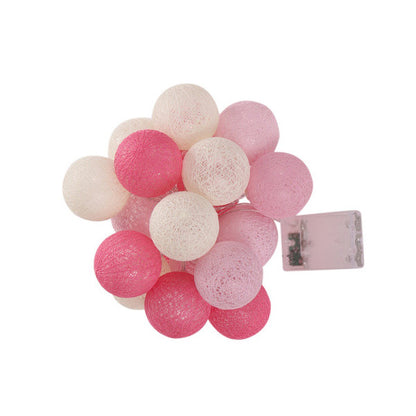 1 Set of 20 LED Pink 5cm Cotton Ball Battery Powered String Lights Christmas Gift Home Wedding Party Girl Bedroom Decoration Outdoor Indoor Table Tristar Online