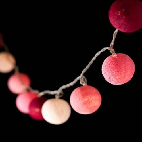 1 Set of 20 LED Pink 5cm Cotton Ball Battery Powered String Lights Christmas Gift Home Wedding Party Girl Bedroom Decoration Outdoor Indoor Table Tristar Online