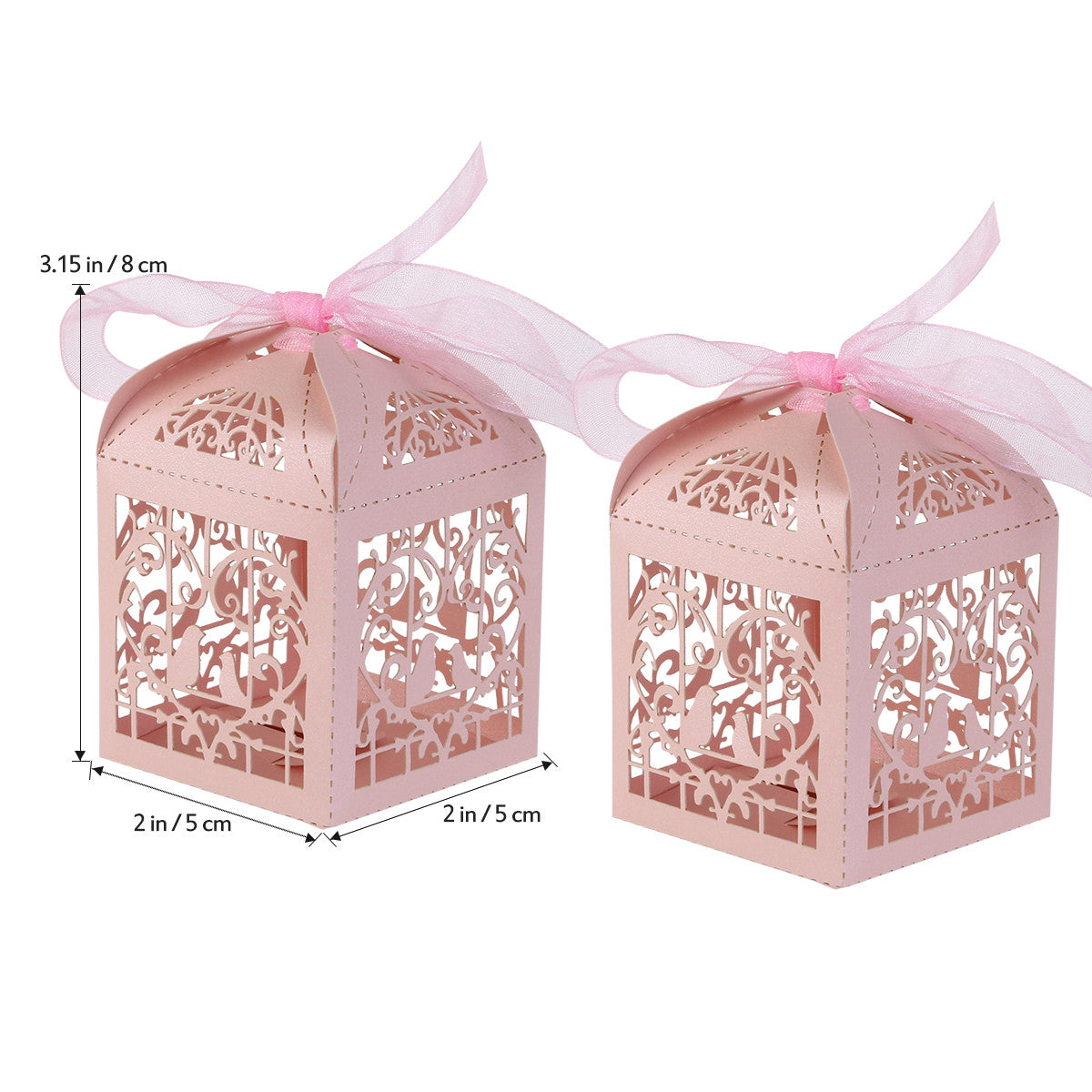 50 Piece Pack - Pink Dove Bird Heart Baby Birth naming Ceremony Bomboniere Favor Lolly Gift Card Box Tristar Online