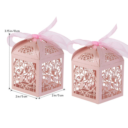 50 Piece Pack - Pink Dove Bird Heart Baby Birth naming Ceremony Bomboniere Favor Lolly Gift Card Box Tristar Online