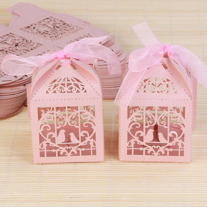 50 Piece Pack - Pink Dove Bird Heart Baby Birth naming Ceremony Bomboniere Favor Lolly Gift Card Box Tristar Online