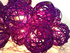 1 Set of 20 LED Cassis Purple 5cm Rattan Cane Ball Battery Powered String Lights Christmas Gift Home Wedding Party Bedroom Decoration Table Centrepiece Tristar Online