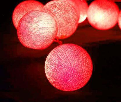 1 Set of 20 LED Red 5cm Cotton Ball Battery Powered String Lights Christmas Gift Home Wedding Party Bedroom Decoration Outdoor Indoor Table Centrepiece Tristar Online