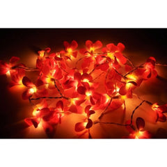 1 Set of 20 LED Deep Red Frangipani Flower Battery String Lights Christmas Gift Home Wedding Party Decoration Outdoor Table Garland Wreath Tristar Online