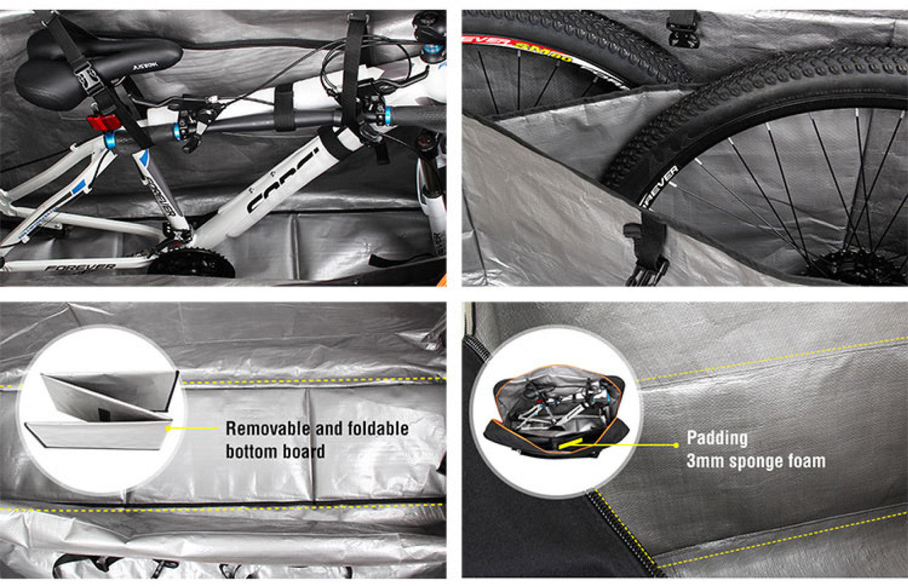 SPORTACE Bike Plane Bag Portable Soft Shell Travel Case Mountain Hybrid BMX Road Bike - 120CM X 75CM BK11- Black Tristar Online