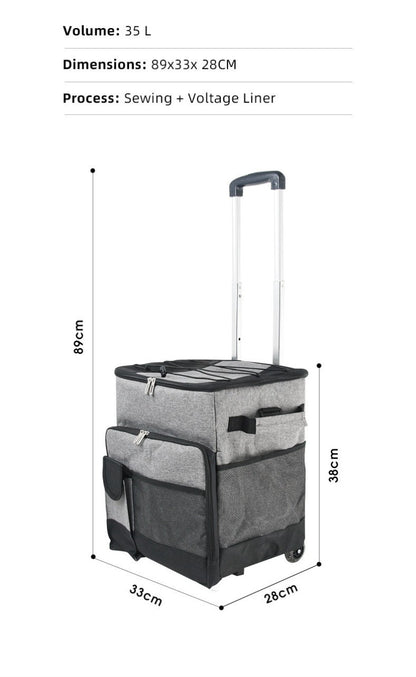 Cooler Picnic Bag Trolley Thermally Insulated - 36L - 60 cans - Grey - Drinks Food Cool Bag Rainproof Tristar Online