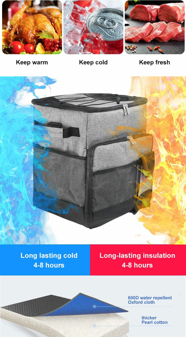 Cooler Picnic Bag Trolley Thermally Insulated - 36L - 60 cans - Grey - Drinks Food Cool Bag Rainproof Tristar Online