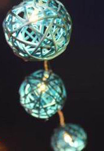 1 Set of 20 LED Turquoise 5cm Rattan Cane Ball Battery Powered String Lights Christmas Gift Home Wedding Party Bedroom Decoration Table Centrepiece Tristar Online