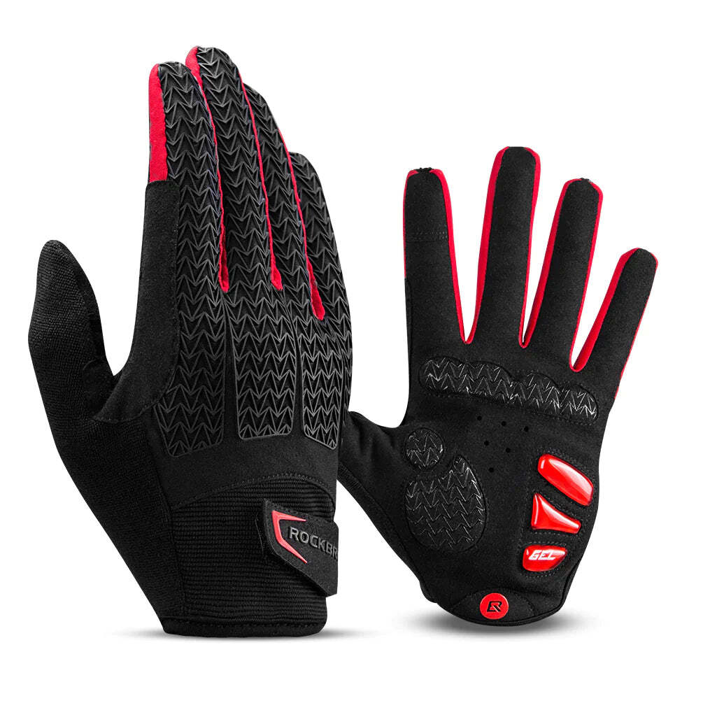 Full Finger MTB Gloves Large Size for Mountain Road Bike Breathable Red Rockbros Unisex Device Friendly Finger Material Anti Slip Tristar Online
