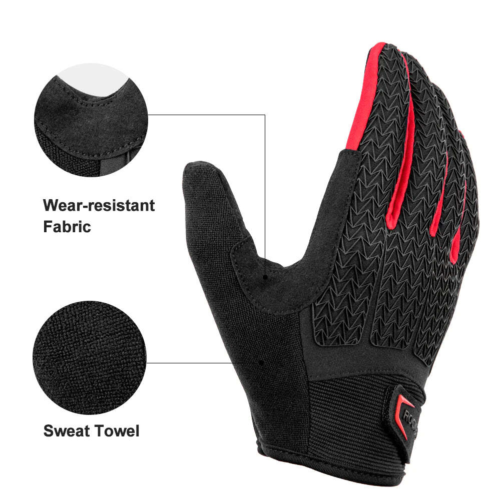 Full Finger MTB Gloves Large Size for Mountain Road Bike Breathable Red Rockbros Unisex Device Friendly Finger Material Anti Slip Tristar Online