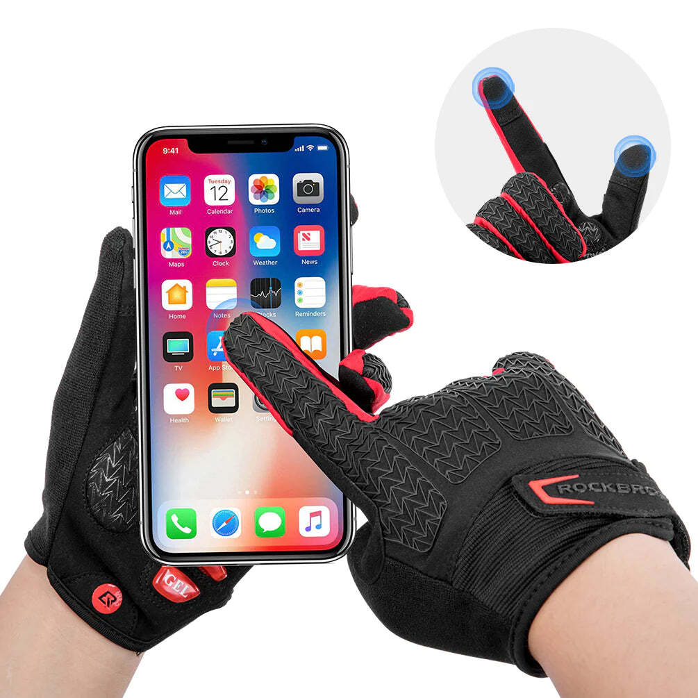 Full Finger MTB Gloves Large Size for Mountain Road Bike Breathable Red Rockbros Unisex Device Friendly Finger Material Anti Slip Tristar Online