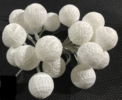 1 Set of 20 LED White 5cm Cotton Ball Battery Powered String Lights Christmas Gift Home Wedding Party Bedroom Decoration Outdoor Indoor Table Centrepiece Tristar Online