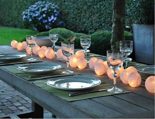 1 Set of 20 LED White 5cm Cotton Ball Battery Powered String Lights Christmas Gift Home Wedding Party Bedroom Decoration Outdoor Indoor Table Centrepiece Tristar Online