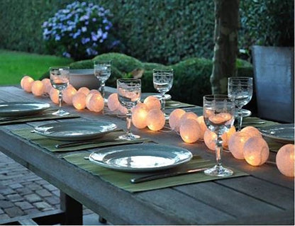 1 Set of 20 LED White 5cm Cotton Ball Battery Powered String Lights Christmas Gift Home Wedding Party Bedroom Decoration Outdoor Indoor Table Centrepiece Tristar Online