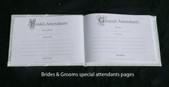 White Wedding Guest Book Register with Silver Pen Matching Stand Set 36 Lined Pages - White Ribbon and Diamante Bow Cover Tristar Online