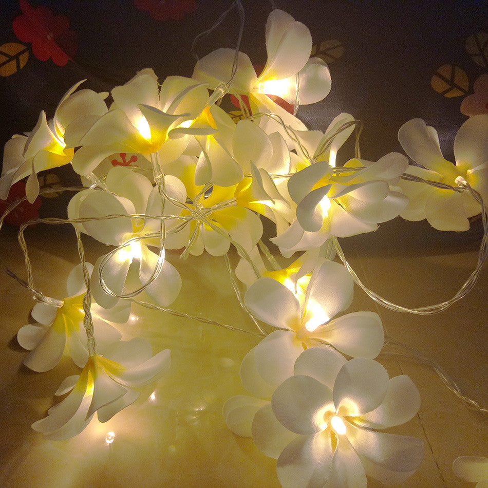 1 Set of 20 LED White Frangipani Flower Battery String Lights Christmas Gift Home Wedding Beach Party Decoration Outdoor Table Centrepiece Tristar Online