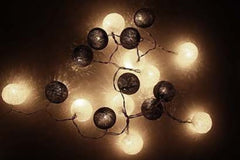 1 Set of 20 LED Black White 5cm Cotton Ball Battery Powered String Lights Xmas Gift Home Wedding Party Bedroom Decoration Outdoor Indoor Table Centrepiece Tristar Online