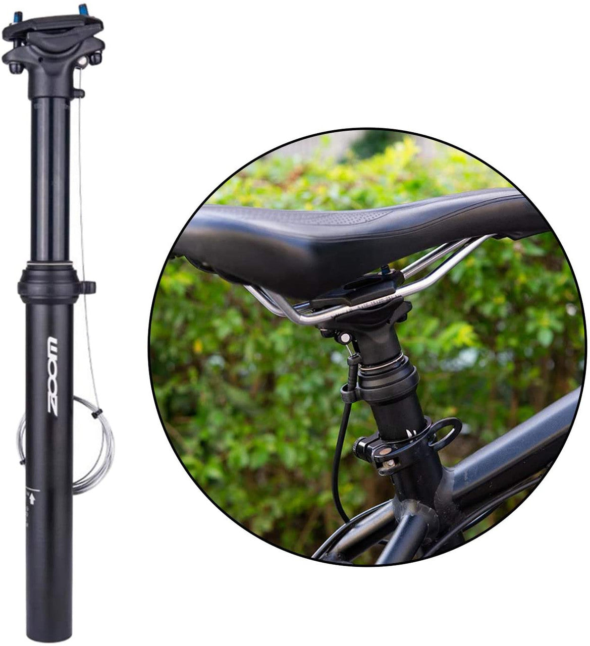 ZOOM SPD-801 Dropper Seatpost Adjustable Height via Thumb Remote Lever - External Cable 30.9 Diameter 100mm Travel Tristar Online