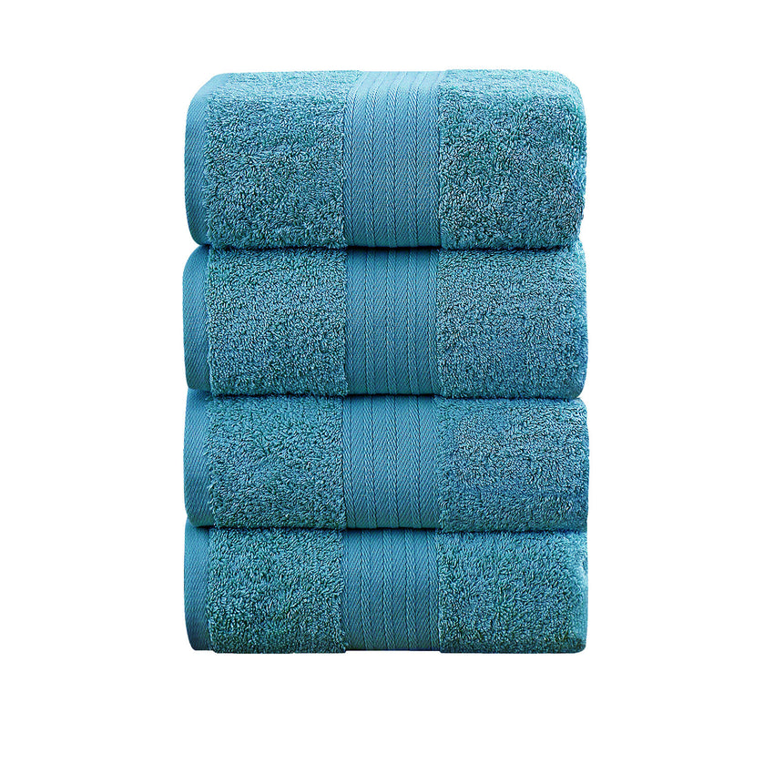 Linenland 4 Piece Cotton Bath Towels Set - Blue Tristar Online