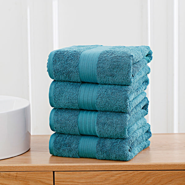 Linenland 4 Piece Cotton Bath Towels Set - Blue Tristar Online