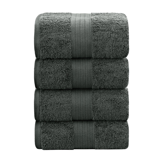 Linenland 4 Piece Cotton Bath Towels Set - Charcoal Tristar Online