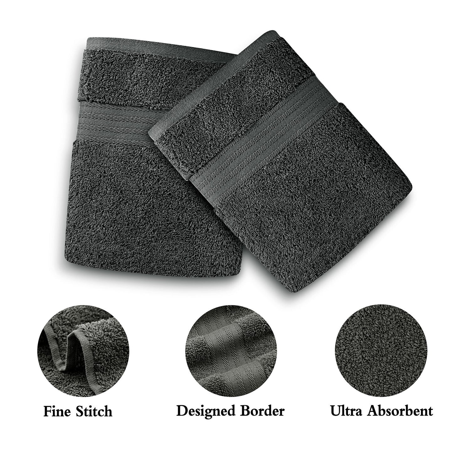 Linenland 4 Piece Cotton Bath Towels Set - Charcoal Tristar Online