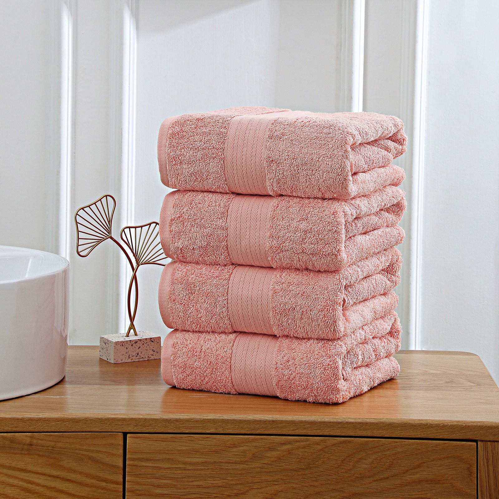 Linenland 4 Piece Cotton Bath Towels Set - Coral Tristar Online