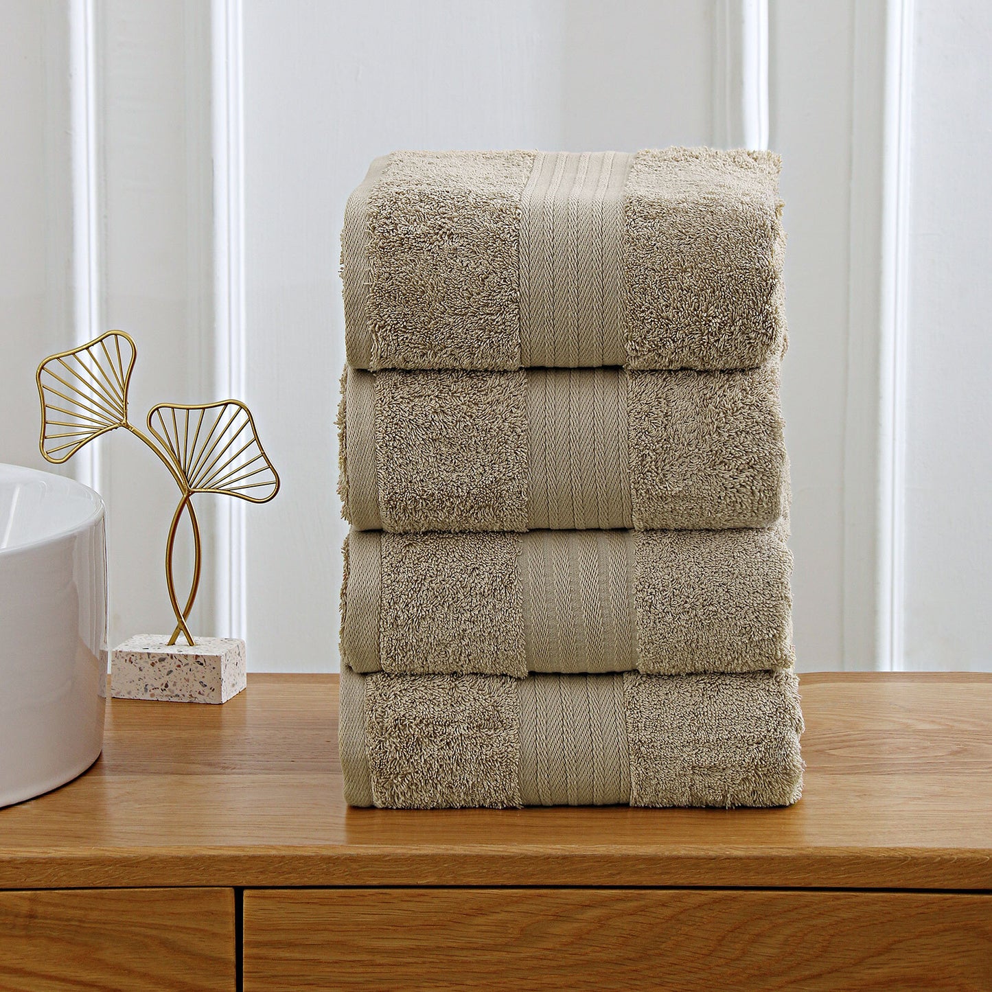 Linenland 4 Piece Cotton Bath Towels Set - Sandstone Tristar Online